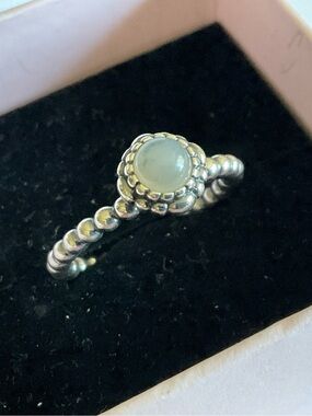 Pandora Silver Ring with Pale Aqua Cabochon